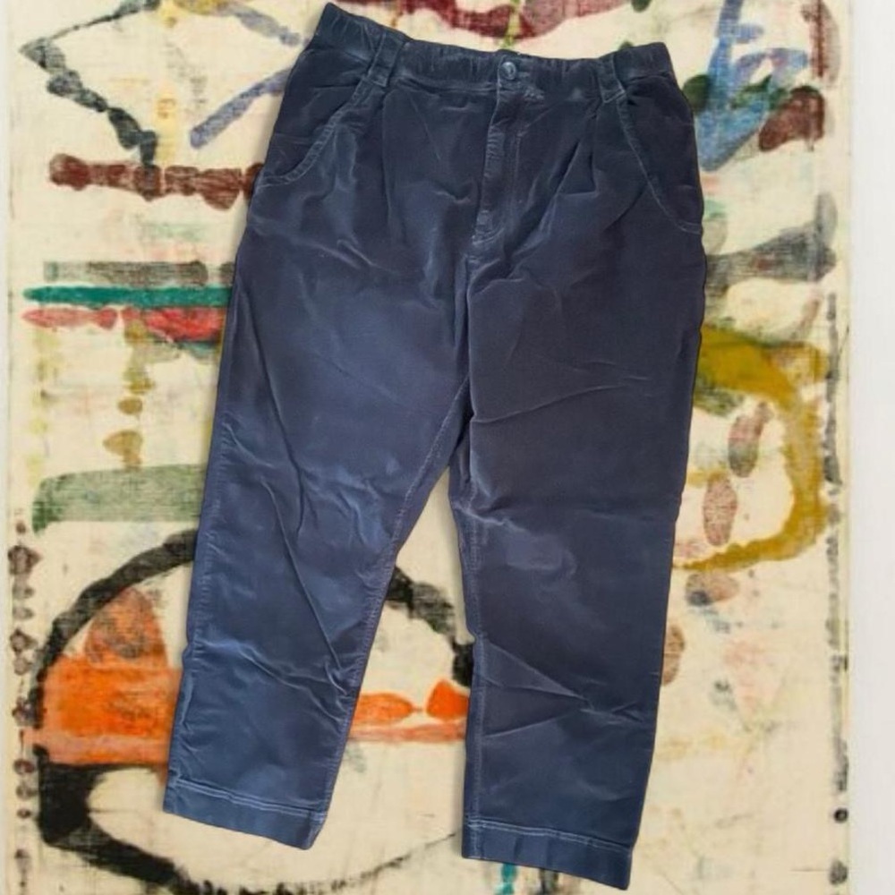 Free People black velvet tapered elastic waist pants/trousers